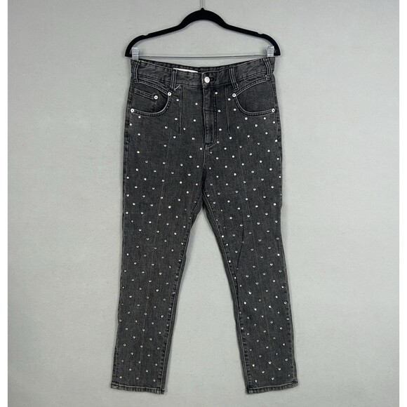 Anthropologie Pilcro Jeans Womens 28 High Rise Slim Studded Rhinestone Denim Y2K - Picture 2 of 16